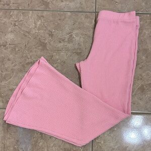 Papermoon Candy Pink Ribbed Flare Pants